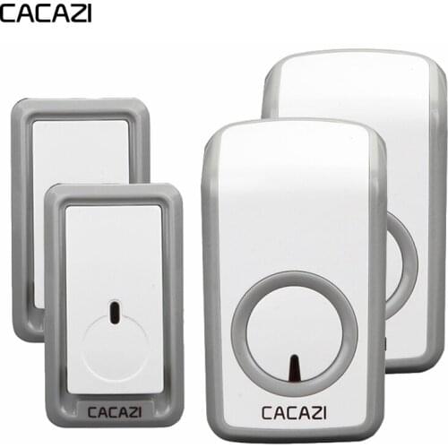 CACAZI Waterproof Wireless Doorbell 350M Remote 2 Battery Button 2 Receiver US EU UK Plug Home Cordless door bell 48 chime