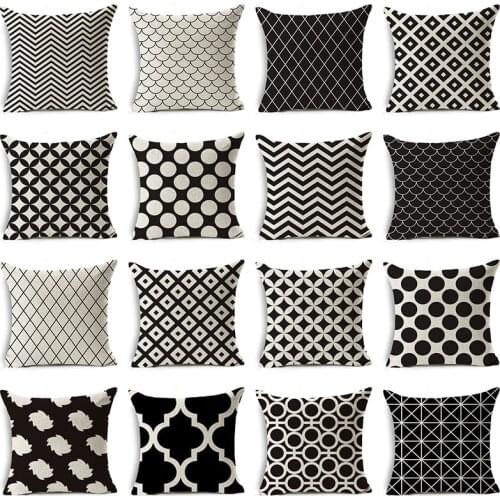 ZENGIA Boho Moroccan Cushion Cover Linen Geometric White Black Pillow Cover Decorative Pillows For Home Decoration Pillowcase
