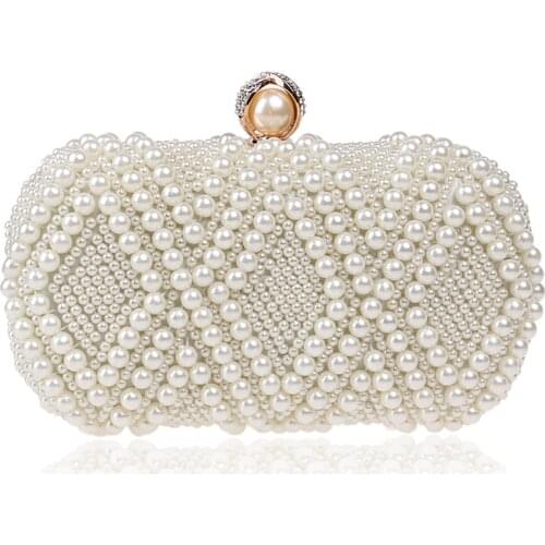 Female Luxury Rhinestones Pearl Evening Clutch Bag Chain Shoulder Crossbody Bags Formal Dress Evening Party Clutch Bags Women