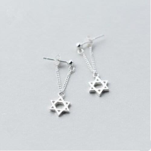 925 Silver Stars Earrings For Female With Fashion Hexagon Earrings Sweet Short Earrings Jewelry For Charming Female Gifts