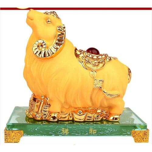 Gold Chinese zodiac Horse sheep big golden zodiac Animal brings handicraft diamond painting gift sculpture home decoration