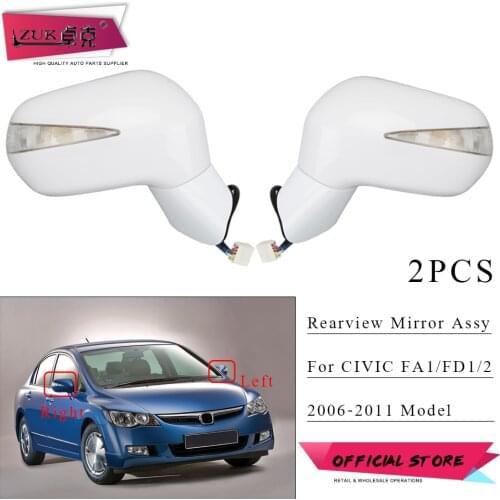 ZUK Pair Exterior Rearview Side Mirror Assy For HONDA CIVIC 2006-2011 FA1 FD1 FD2 5-PINS With LED 7-PINS With Electric Folding