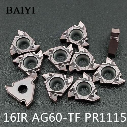 10pcs 16IR AG60-TF PR1115 threaded lathe tools carbide inserts 16IR AG60 cutting tools turning tools Thread Turning Tool