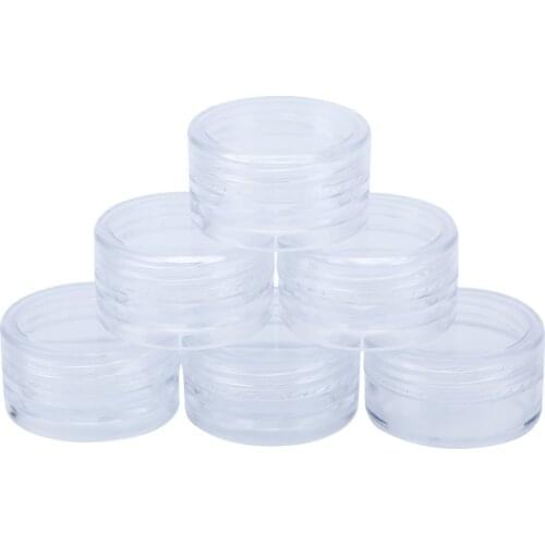 100pcs 3g Empty Lip Balm Container Plastic Eyeshadow Cream Jar Transparent Cosmetic Makeup Jar Pot Mini Sample Refillable Bottle