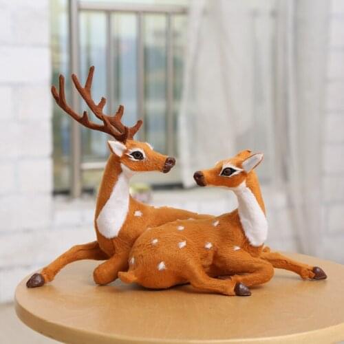 HERMOSO 35cm 2PCS christmas deer doll flock cloth christmas family decoration toy Santa Claus Jr ornaments natal sika Noel noel