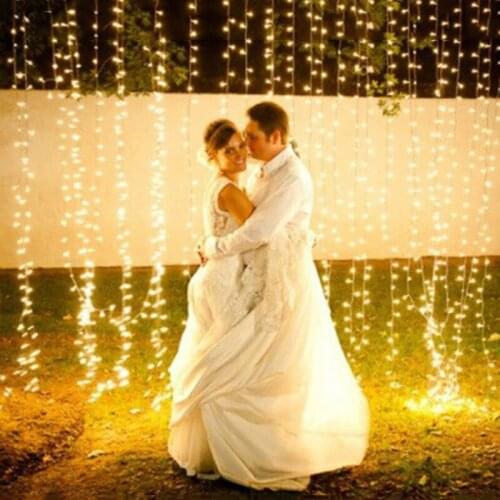 3M x 3M Christmas Starry Patio Copper Wire Outdoor Led String Lights Wedding Curtain Lights Fairy Curtain Garlands Party Lights