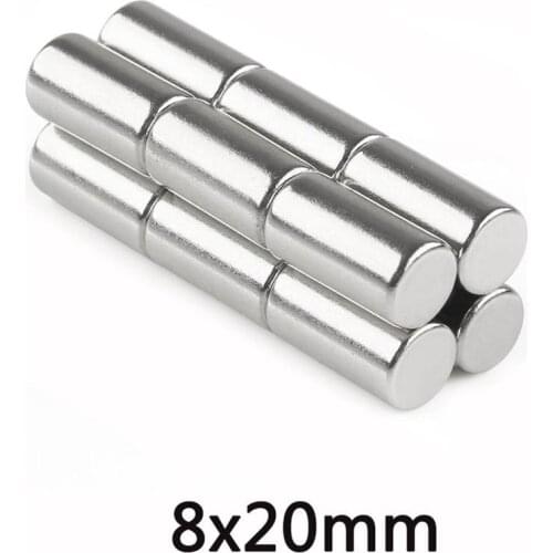5/10/20PCS 8x20mm Super Powerful Strong Magnetic Magnet 8mmx20mm Thick Permanent Neodymium Magnet 8x20mm Round Magnet 8*20 mm