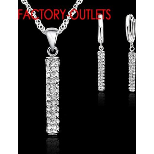 925 Sterling Silver Pendant Necklaces Earrings Set Trendy Fashion Jewelry CZ Crystal Female Party Wedding Wholesale
