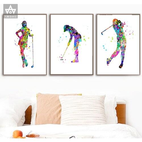 Golf Woman Abstract Canvas Painting Wall Art Print Poster Picture Decorative Painting Living Room Gift Home Decoration Decor