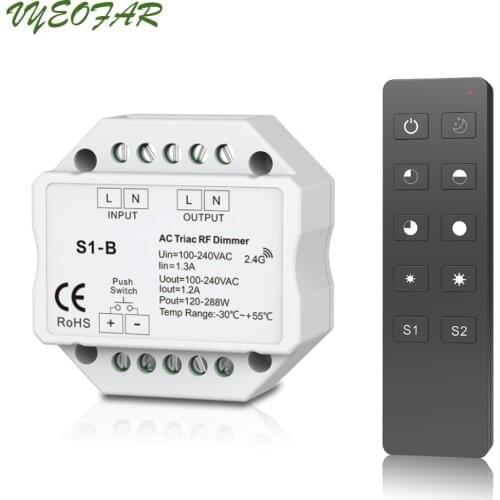 AC Triac LED Dimmer 220V 230V 110V Wireless RF Dimmable Knob Switch With 2.4G Remote Controller for Single Color LED Bulb Lamps