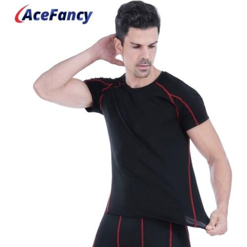 Acefancy Quick Dry Sport Tops for Men Elastic Sweat Sport Shirt Fitness Gym Running Shirts Tees 71605 Mens Running T-Shirt