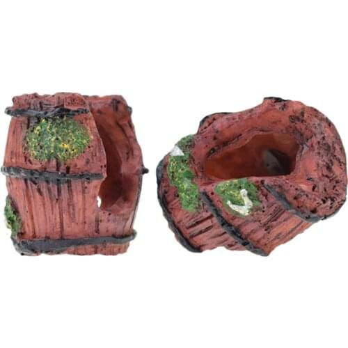 Aquarium Fish Tank Decorations Resin Crafts Mini Retro Barrel Reproduction House Shrimps Fishes Landscape Ornaments Pet Product