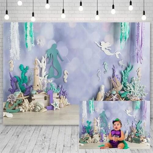 Avezano Photography Backdrops Birthday Baby Shower Ocean Shell Mermaid Princess Newborn Portrait Backgrounds Photo Studio Props