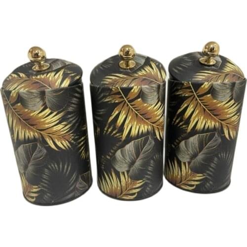 Tea Coffee Sugar Spice Storage Jar With Leaf Pattern Metal Tea Candy Coffee Spice Storage Container Decorative Kitchen Storage