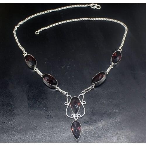 Hermosa Jewelry Attractive Design Teardrop Purple Amethystt Silver Color Women Ladies Gifts Pendant Necklace Chain 48cm 20213405