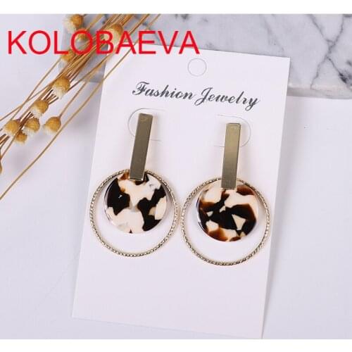 Personality Declaration Acrylic Geometric Pendant Earrings Women Jewelry Fashion Cute Korean Earrings Bohemia Gold CC Earrings