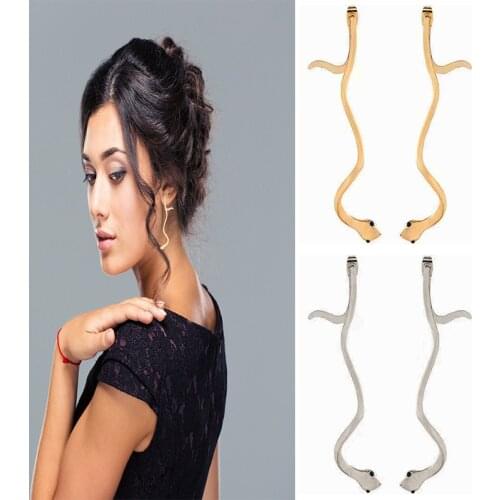 Personality exaggerated ladies glossy snake-shaped piercing earrings zodiac fashion animal alloy earrings gift jewelry