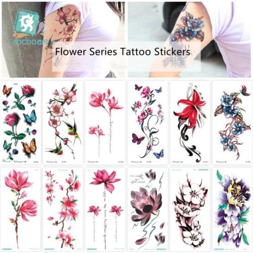 Individuality Butterfly Flower Design Body Art Water Transfer Waterproof Temporary Tattoo Sticker For Women Arm Fake Tattoos