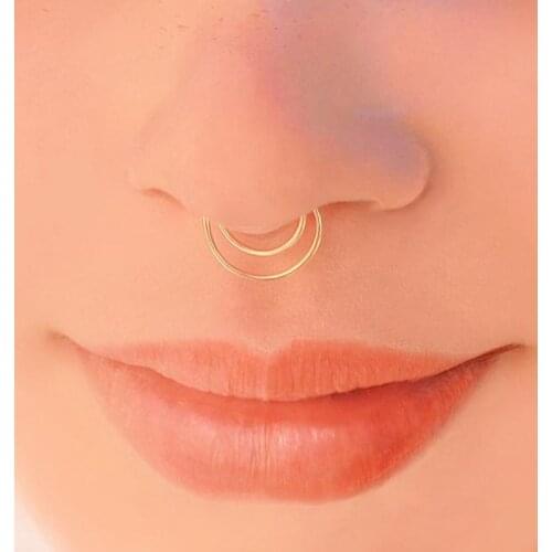 Fake Nose Ring Gold Filled/925 Silver Jewelry Handmade Punk Ring Simple Charm Septum Hoop Jewelry Grillz Fake Nose Ring