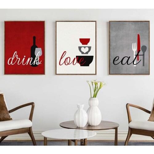 Nordic Kitchen Wall Art Canvas Painting Tableware Utensil Poster Print Modern Minimalist Wall Picture For Dining Room Home Decor