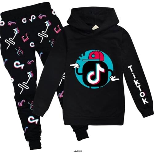 New Children Clothing Sets Cartoon Tik Tok Boy Hoodies+Pants Hooded Kids Clothes For Girls Tik Tok Baby Clothes