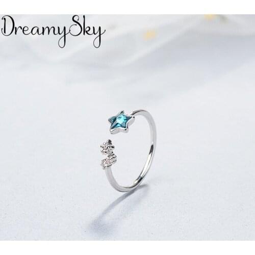 Wholesale Fashion Silver Color Big Star Rings For Women Girls Adjustable Size Open Ring Wedding Party Jewelry