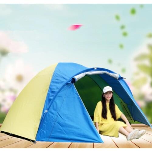 3-4 Person Large Double Layer Tent for Outdoor Camping Hiking Hunting Fishing Travel Picnic Tourist Emergency Tent 320x210x145cm