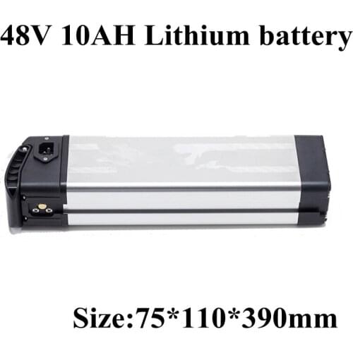 Rechargeable Silver Fish Type Ebike Battery 48V 10Ah Lithiumn Ion Battery Pack with Built-in BMS for Ebike Scooter Electric Bike
