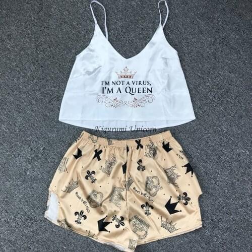 New Sexy Pijamas Women Pajama Set Silk Home Suit Animal Print Summer V Neck Pyjama Woman Strao Loose Sleepwear Satin Femme