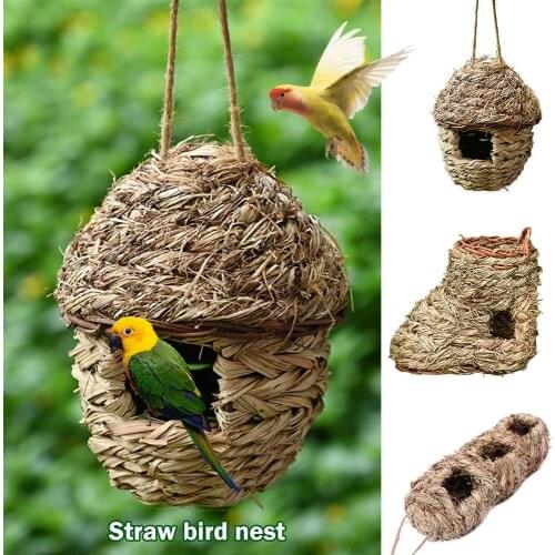 Hand-woven Birds Nest Natural Environmentally Cages Roosting Small Animals Hut Hanging House Decor Parrot Nest