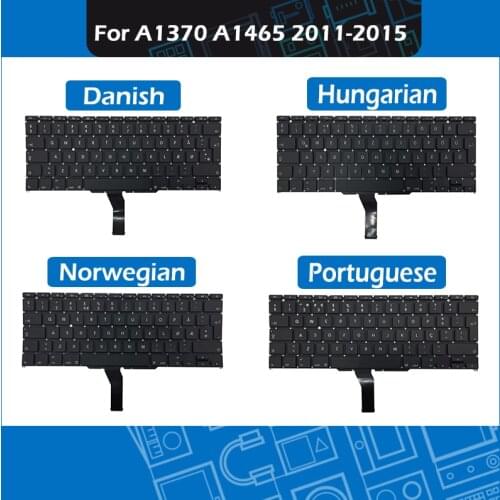 Full New for Macbook Air 11" A1370 A1465 Replacement keyboard PT Portuguese DK Danish NO Norwegian HU Hungarian Layout 2011-2015