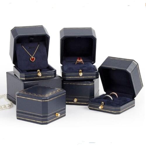 Luxury Jewelry Box Packaging Whole Sale Wedding Ceremony Ring Box Valentines Day Pendent Necklace Gift Organizer Storage Case