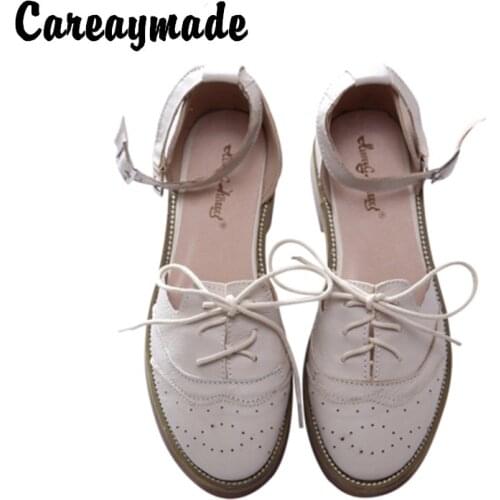 Careaymade-Genuine Leather Sandals,pure handmade shoes,the retro art mori girl Flats shoes,Retro classic shoes,2 colors