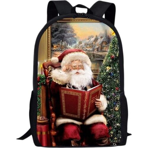3D Merry Christmas Print School Backpack Teenagers Boys Cute Book Bag Kids School Bags Backpack Camping Mochila Escolar Bagpack