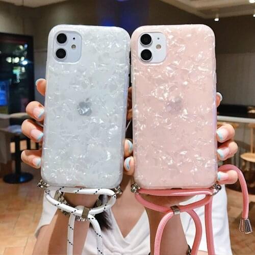 For Samsung Galaxy S20 Ultra S8 S9 S10 Plus S10E S7 Edge Note 10 Pro Silicone Soft Cover Bling Shell Strap Cord Chain Phone case