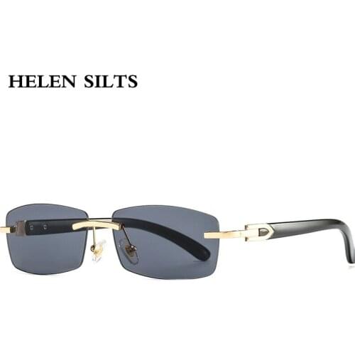 Fashion Rectangle Rimless Sunglasses Men Women Brand Design Metal Square Sun Glasses For Women Eyewear Female UV400 Oculos De So