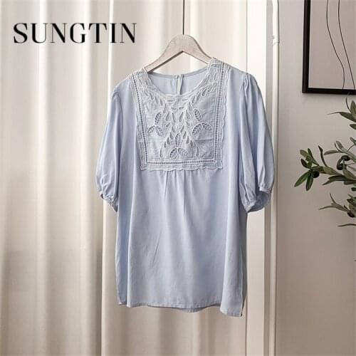Голубые блузки Sungtin China At AliExpress