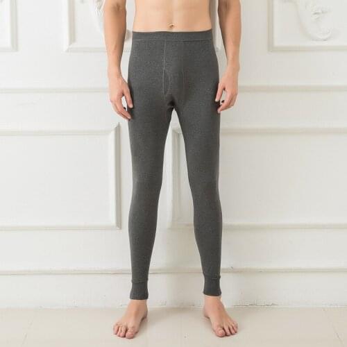 Mens Thermal Underwear Winter Thermal Trousers for Men Cotton Solid Color Thin Underleggings Male