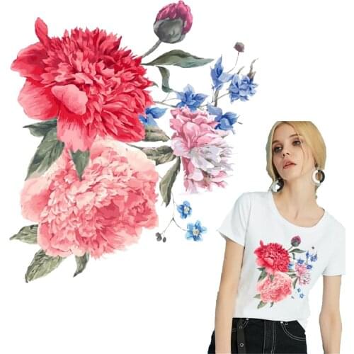Vintage Flower Patch Iron On Transfers For Clothes Stripes Stickers Patches On Clothes Woman T Shirt Washable Applique Press DIY