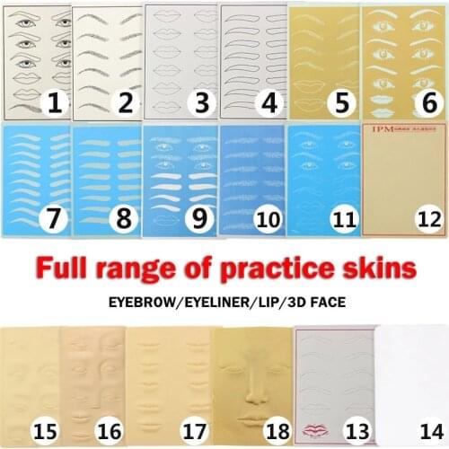 All series Permanent Makeup Eyebrow Lips beginner Training Skin Blank Freestyle Tattoo Practice Skin Sheet 20 x 15cm