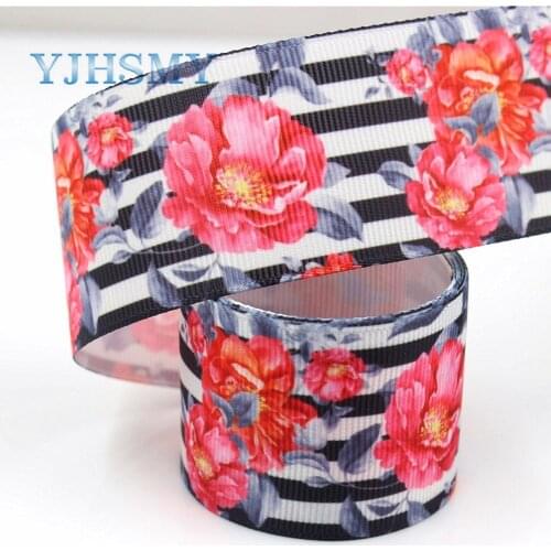 YJHSMY G-18927-1243,10 yards,38 mm Spring flower Ribbons Thermal transfer Printed grosgrain,Clothing accessories,DIY materials