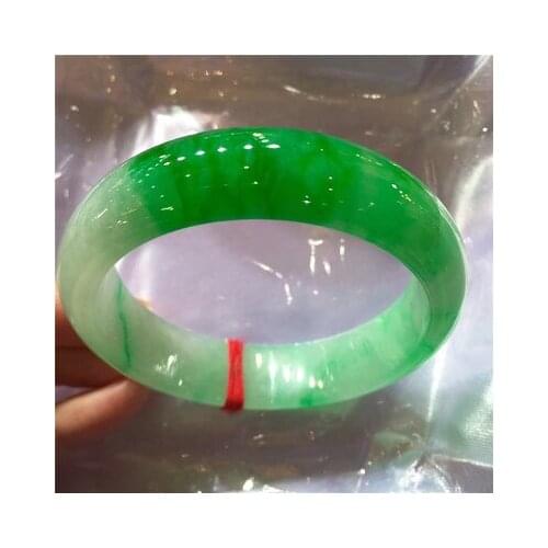 Zheru Jewelry Natural Burmese Jade 54-64mm Green Two-tone Bracelet Elegant Princess Jewelry Best Gift