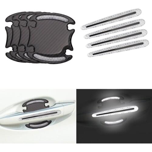 1Set White Anti Scratch Reflective Car Door Handle Bowl Protective Sticker Strip Trims Universal