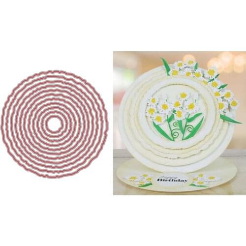 11pcs/Set Torn Edge Nested Circles Metal Cutting Dies Stencil for DIY Scrapbooking Album Embossing Paper Cards Decorative Crafts