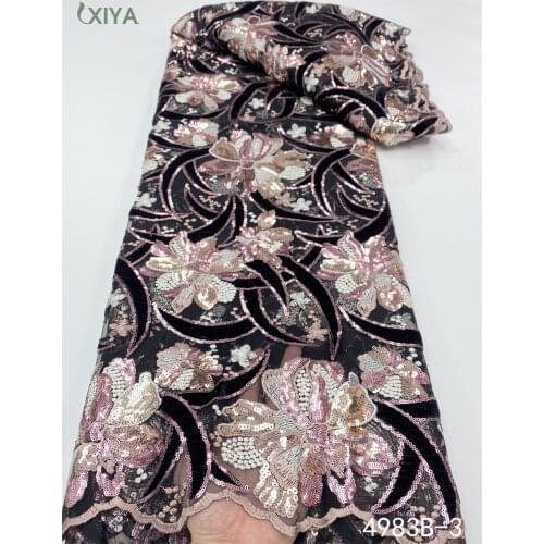 2020 New Arrival African Sequins Lace Fabric French Net Embroidery Tulle Lace Fabric for Nigerian Velvet Lace Fabrics APW3236B