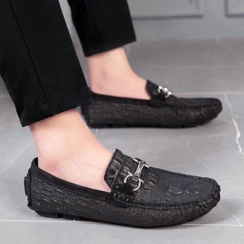 2020 Loafers Men Casual Shoes Light Business Flats Male Breathable Summer Footwear Fashion Crocodile Pattern Driving Boat Shoes