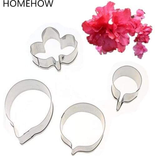 4PCS/Lot Belgian Rhododen Petal Cake Fondant Mold Stainless Steel Metal Kitchen Accessories Azalea Flower Make Baking Mold