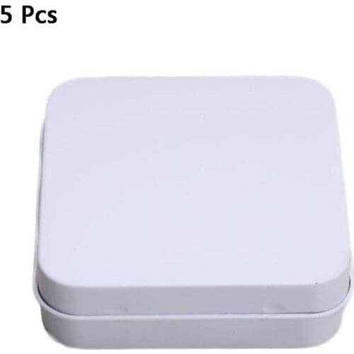 5 Pcs Mini Metal Tins Container Square Hinged Flip Storage Tin Box Small Kit Case Jewelry Coin Candy Condom Organizer Portable
