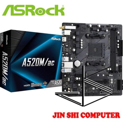 ASRock A520M/ac Supports AMD AM4 Socket Ryzen Supports DDR4 4733+ (OC)