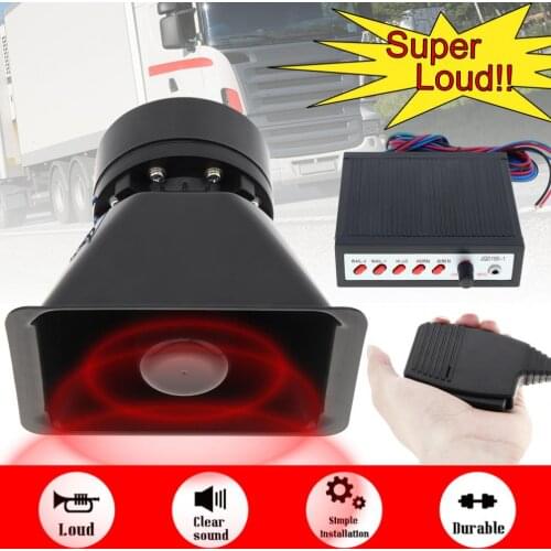 12V 150W Car Horn Siren Sound 5 Tone Alarm Electric Horn PA Speaker System Megaphone Loud for Car Train Boat Ship